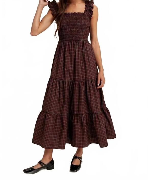 WISHLIST Dresses & Skirts - NEW WISHLIST plaid holiday smocked dress in red/green